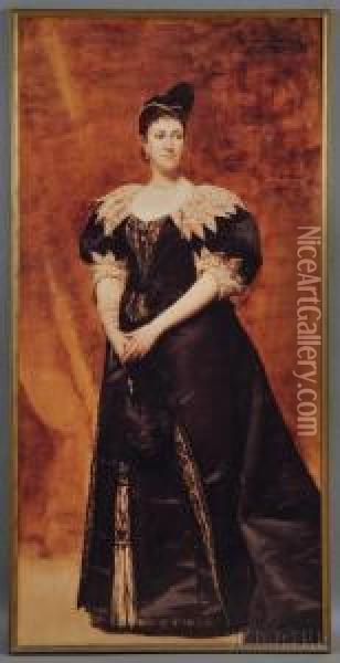 Portrait Of Mrs.william Astor Oil Painting - Carolus (Charles Auguste Emile) Duran