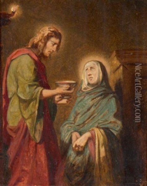 Saint Jean-baptiste Et La Vierge Oil Painting - Henri Lehmann