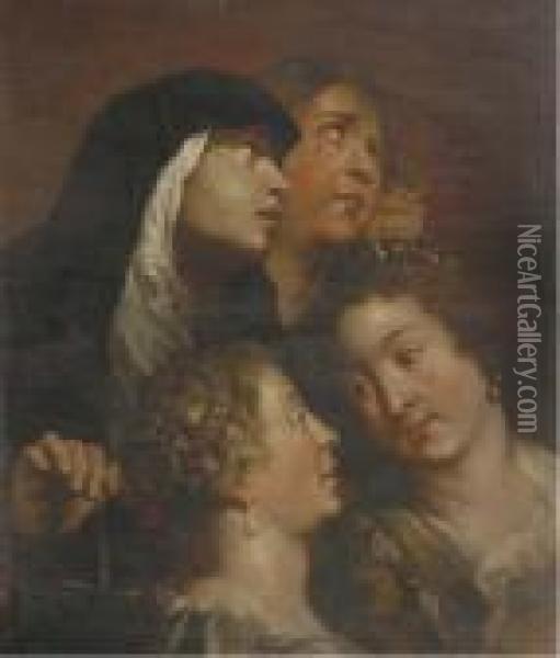 A Study Of Four Female Heads Oil Painting - Peter Paul Rubens