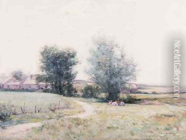 Children Picnicking in a Field Oil Painting - Joseph Henderson