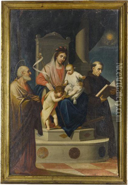 Madonna Col Bambino Con San Giovannino Oil Painting - Gaetano Grezler