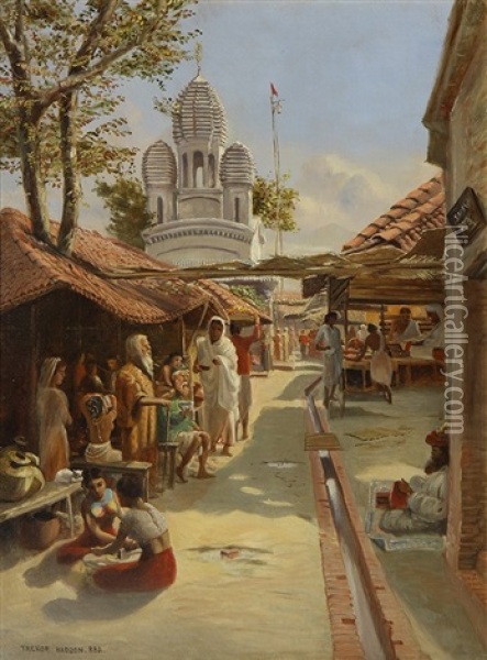 Orientalist Market Scene Oil Painting - Arthur Trevor Haddon