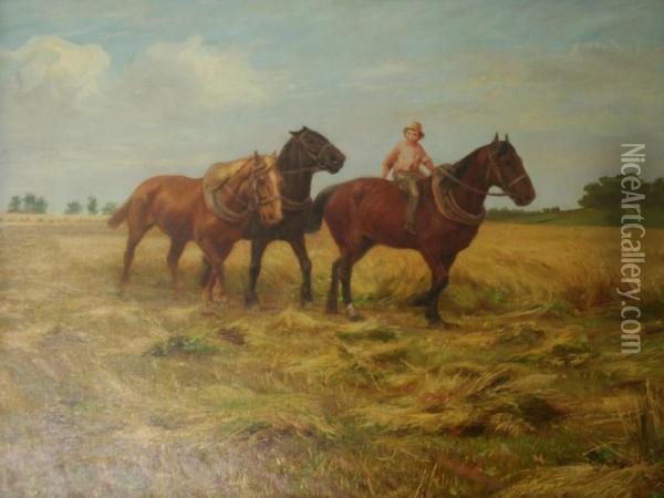 After A Day's Harvest Oil Painting - Thomas Blinks