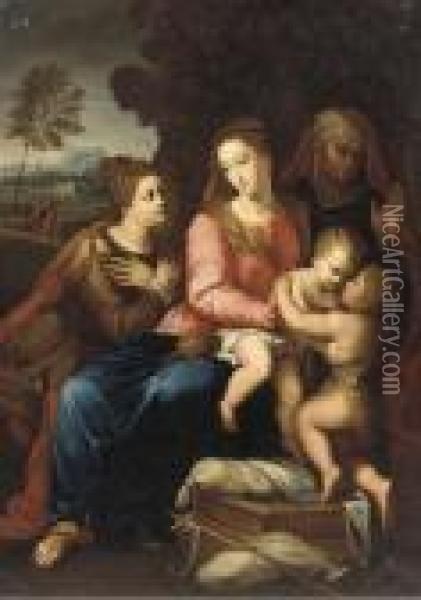 The Virgin And Child With St. John The Baptist Oil Painting - Raphael (Raffaello Sanzio of Urbino)