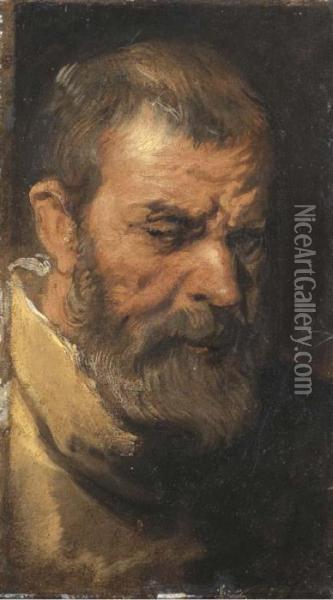 The Head Of A Saint: A Sketch Oil Painting - Sir Anthony Van Dyck