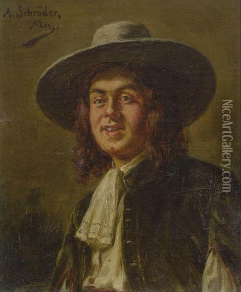 Bildnis Eines Jungen Mannes Im Historischen Kostum Oil Painting - Albert Friedrich Schroder
