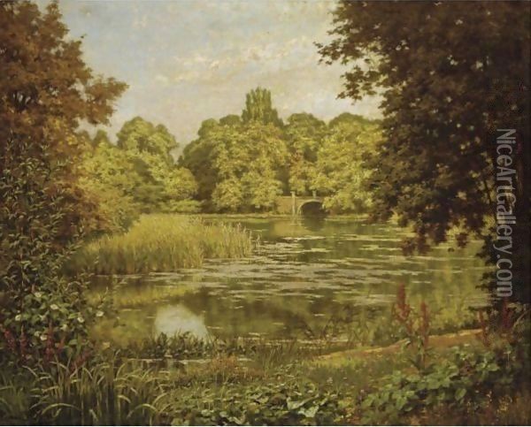 The Quiet Lake Oil Painting - Henri Biva