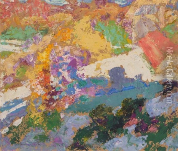 Hillside Blooms Oil Painting - Victor Charreton