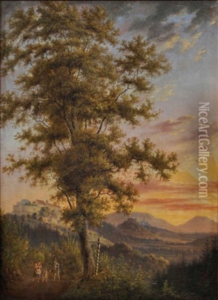Die Feste Coburg Oil Painting - Johann Georg Friedrich Rauscher