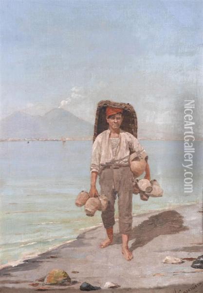 Fisherman And Fisherwoman Oil Painting - Vittorio Capessiero