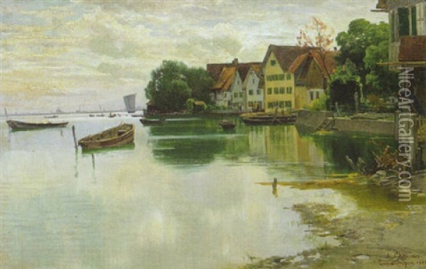 Ermatingen Am Bodensee Oil Painting - Adolf Chelius