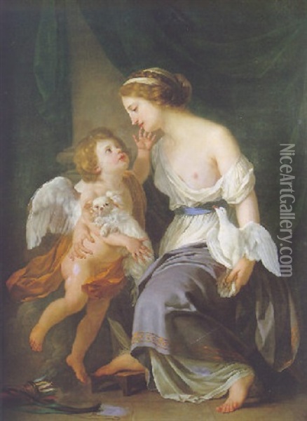 Venus Et L'amour Oil Painting - Joseph Benoit Suvee