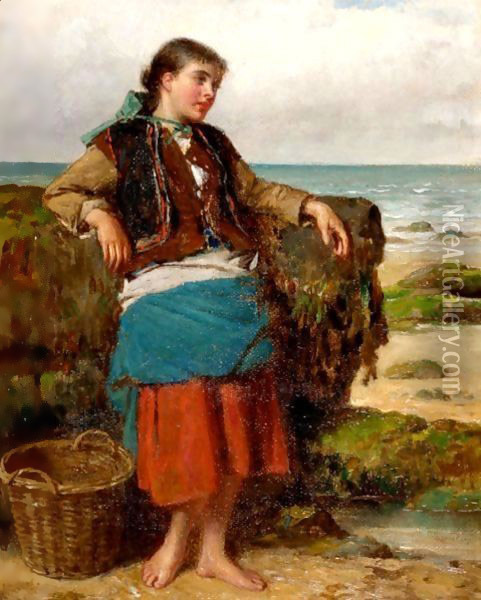 The Oyster Gatherer Oil Painting - Haynes King