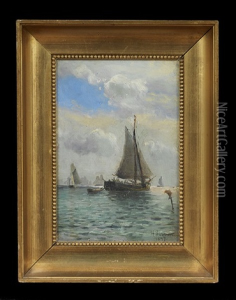 Seascape With Sailboats Oil Painting - Holger Luebbers