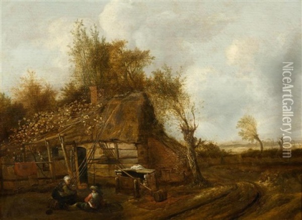 Landscape With Farmhouse Oil Painting - Cornelis Gerritsz Decker