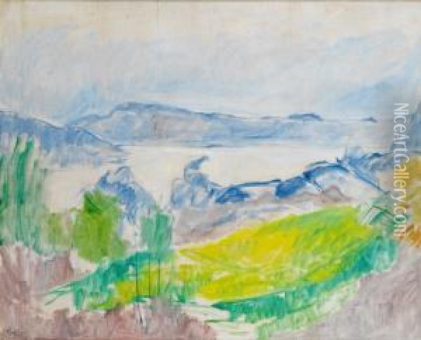 Fjordlandskap Oil Painting - Thorvald Erichsen