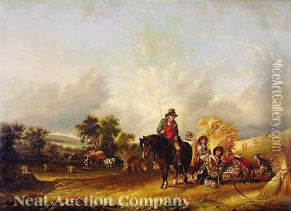 Grain Harvest, Lowlands (after Hugh Collins) Oil Painting - William Henry Buck