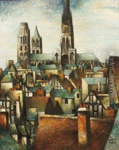 Rouen, La Cathedrale Et Les Toits Oil Painting - Pierre Hode