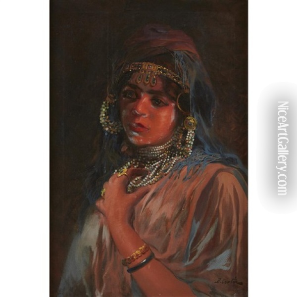 Portrait Of An Exotic Woman Oil Painting - Daniel Cortes