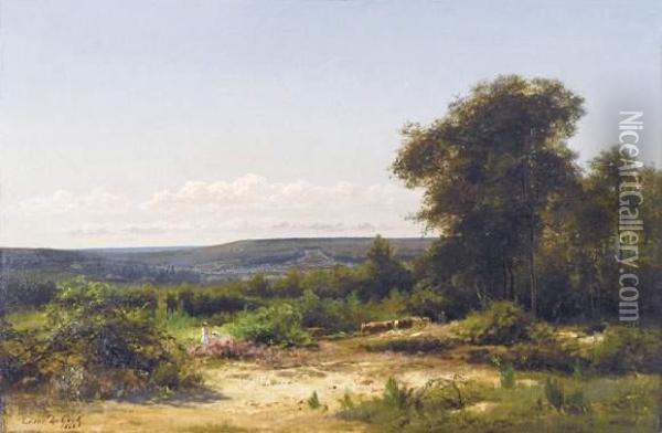 Dans La Bruyere A Sevres (1868) Oil Painting - Cesar De Cock