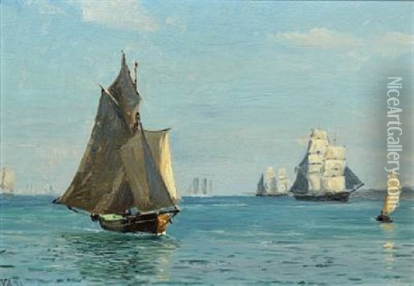Seascape Oil Painting - Vilhelm Karl Ferdinand Arnesen