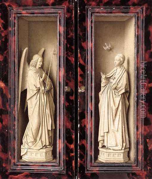 Small Triptych (outer panels) c. 1437 Oil Painting - Jan Van Eyck