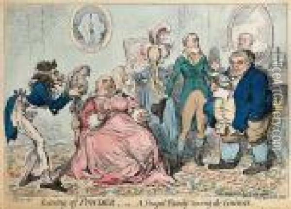 Leaving Off Powder, Or A Frugal Family Saving A Guinea Oil Painting - James Gillray