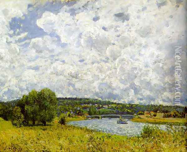 The Seine at Suresnes, 1877 Oil Painting - Alfred Sisley