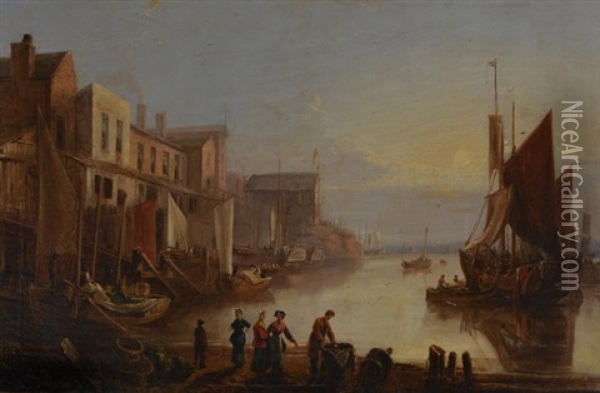 Site Of The Regent's Dock, Liverpool Oil Painting - John Ralston