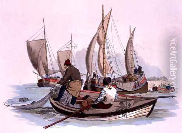 British Fishermen, from Costume of Great Britain, published by William Miller, 1805 Oil Painting - William Henry Pyne