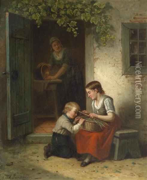 Das Kleine Geheimnis Oil Painting - Jan Jacobus Matthijs Damschroeder