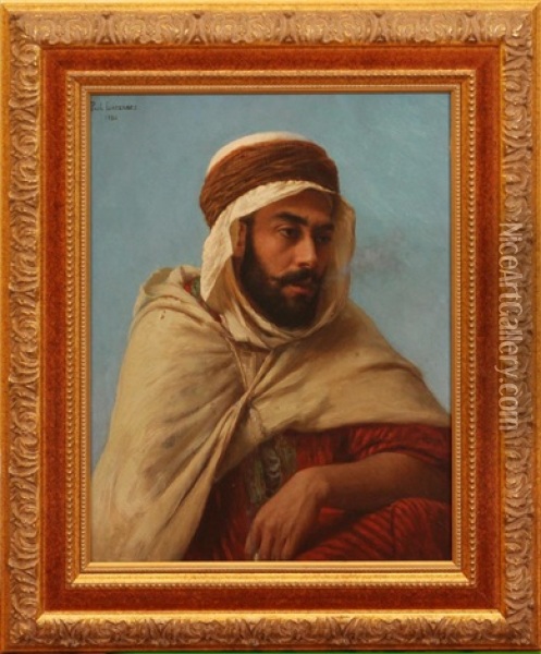 Arab Man With A Beard Oil Painting - Paul Jean Baptiste Lazerges