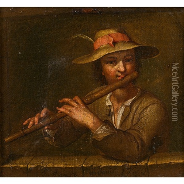 Le Joueur De Flute Oil Painting - Guillaume Dominique Jacques Doncre