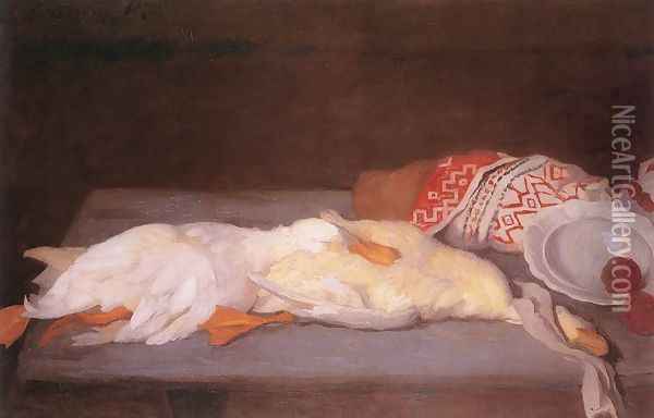 Still-life with Duck 1910 Oil Painting - Karoly Ferenczy