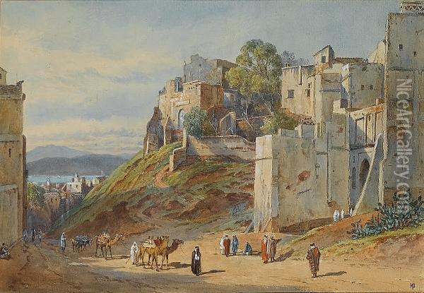 The Gates To A Middle Eastern City Oil Painting - Henry Pilleau