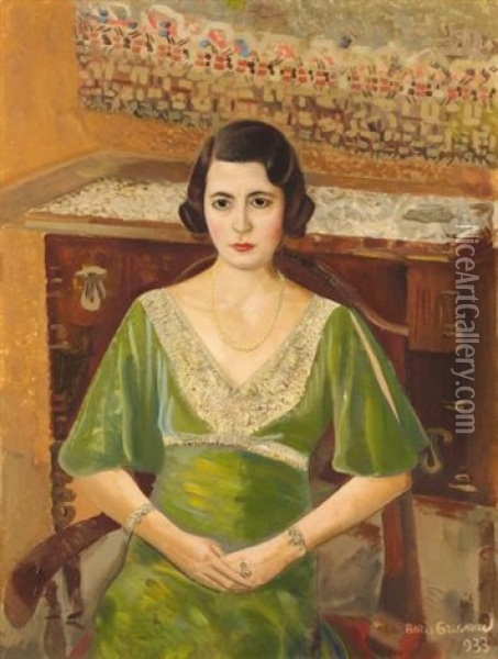 Portrait Of A Lady Oil Painting - Boris Dmitrievich Grigoriev