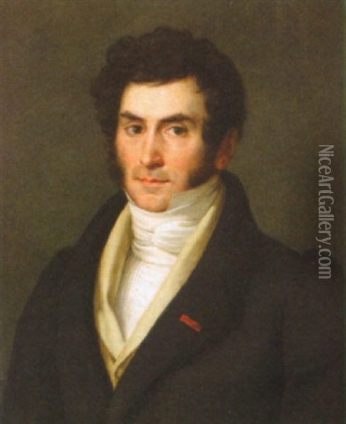 Portrait Of A Handsome Gentleman Oil Painting - Esprit Aime Libour