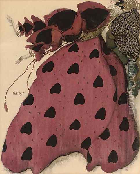 Costume design for a lady in red Oil Painting - Leon Samoilovitch Bakst