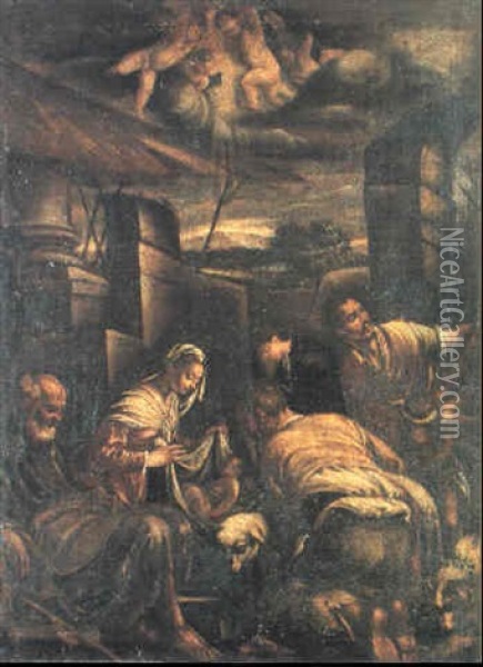 La Nativit. Oil Painting - Francesco Bassano the Younger