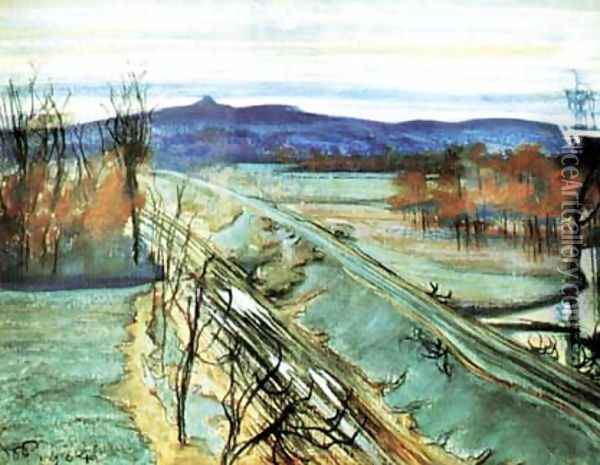 View of Kosciuszko Mound II Oil Painting - Stanislaw Wyspianski