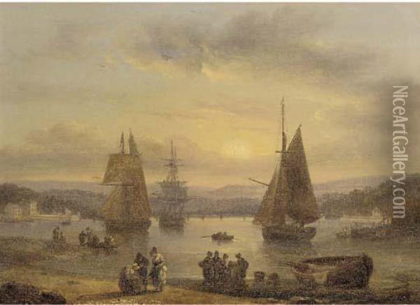 The Harbour At Teignmouth Oil Painting - Thomas Luny