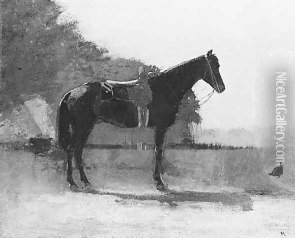 Saddle Horse in Farm Yard Oil Painting - Winslow Homer