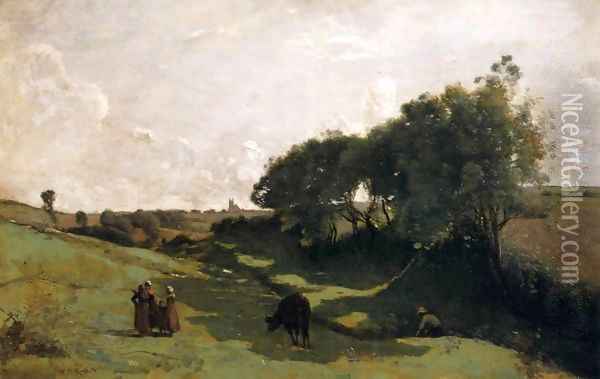The Vale Oil Painting - Jean-Baptiste-Camille Corot
