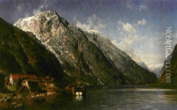 Ved Bakka, Naeroyfjorden, Bergen Stift Oil Painting - Anders Monsen Askevold