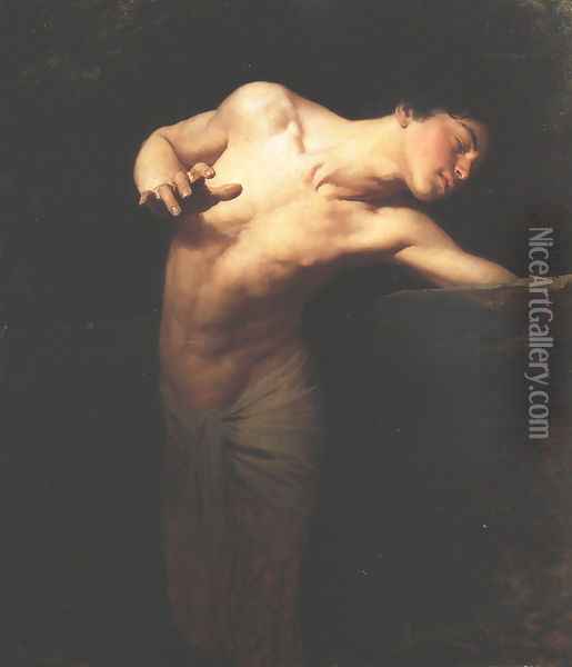 Narcissus, 1881 Oil Painting - Gyula Benczur