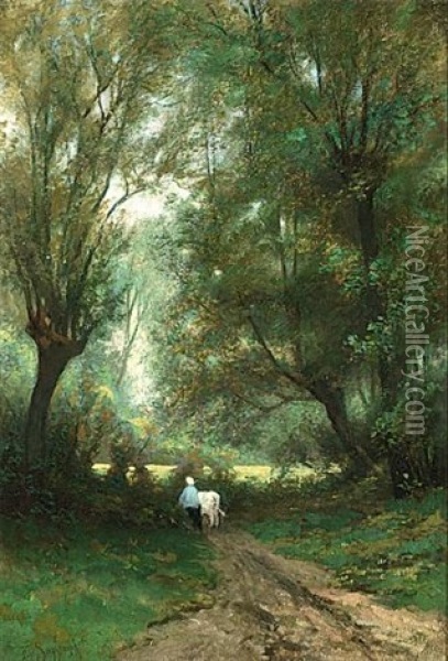 Peasants In A Landscape (+ Another Similar; Pair) Oil Painting - Frederik van Seggeren