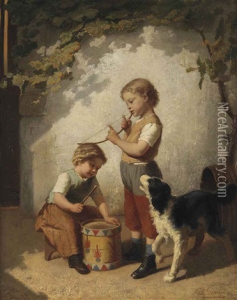 Playtime Oil Painting - Theodore Gerard