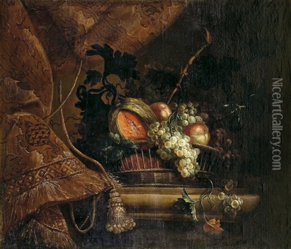 Bodegon Con Cesto De Hortensias, Peonias Y Fresias Oil Painting - Jean-Baptiste Belin de Fontenay the Elder