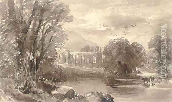 Bolton Abbey Oil Painting - William James Bennett