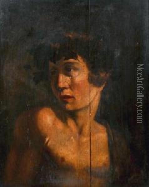 Portrait De Jeune Homme En Bacchus Oil Painting - Christian Gillisz. Van Couwenbergh